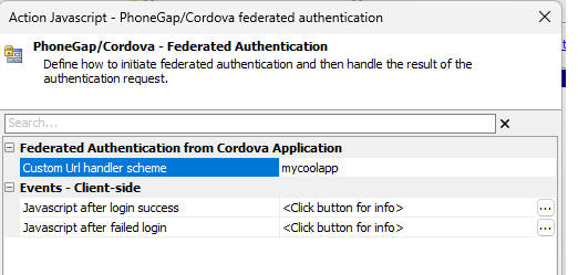 Specifying the custom URL scheme and mapping afterLogin and
afterFailedLogin handlers.